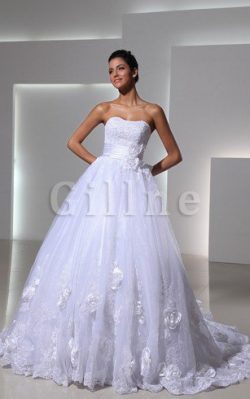 Abito da Sposa Cuore con Fusciacca in Tulle in Pizzo A-Line – Gillne.it