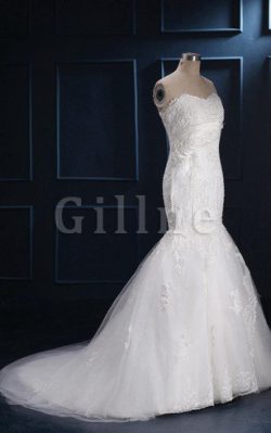 Abito da Sposa in Pizzo Sirena Naturale in Tulle Sotto Ginocchio – Gillne.it