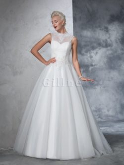 Abito da Sposa Lunghi Alta Vita Senza Maniche con Applique Lupetto – Gillne.it