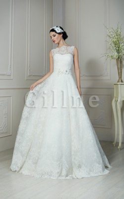 Abito da Sposa Lunghi Cerniera con Fiore A-Line Lupetto – Gillne.it