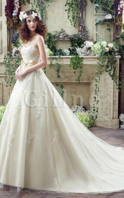 Abito da Sposa Pudica Vintage con Applique Stravagante Schiena Nuda – Gillne.it