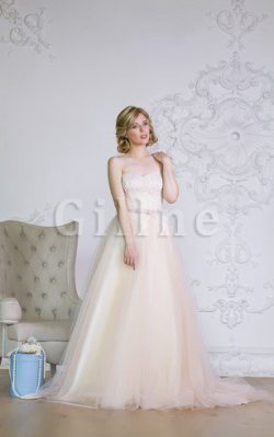 Abito da Sposa Semplice A Terra Naturale in Organza A-Line – Gillne.it