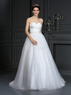 Abito da Sposa Senza Maniche Coda A Strascico Corto Ball Gown Cerniera Cuore – Gillne.it