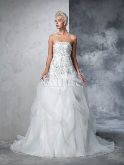 Abito da Sposa Senza Strap Senza Maniche Lungo Radiosa in Tulle – Gillne.it