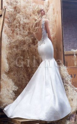 Abito da Sposa Spazzola Treno Senza Maniche V-Scollo con Applique con Perline – Gillne.it