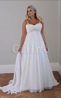 Abito da Sposa Taglia Forte Romantico in Chiffon Senza Maniche Moderno – Gillne.it