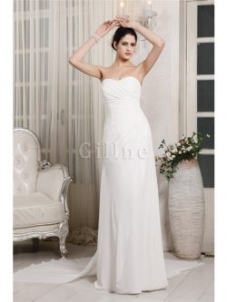 Abito da Sposa Tubino Coda A Strascico Corto Alta Vita Cuore in Chiffon – Gillne.it