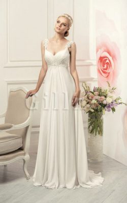 Abito da Sposa Vintage Alta Vita Lungo con Perline A-Line – Gillne.it