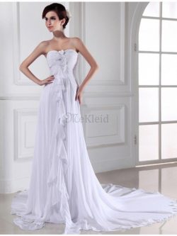 Chiffon Enges Anständiges Brautkleid mit Empire Taille mit Rücken Schnürung – MeKleid.de