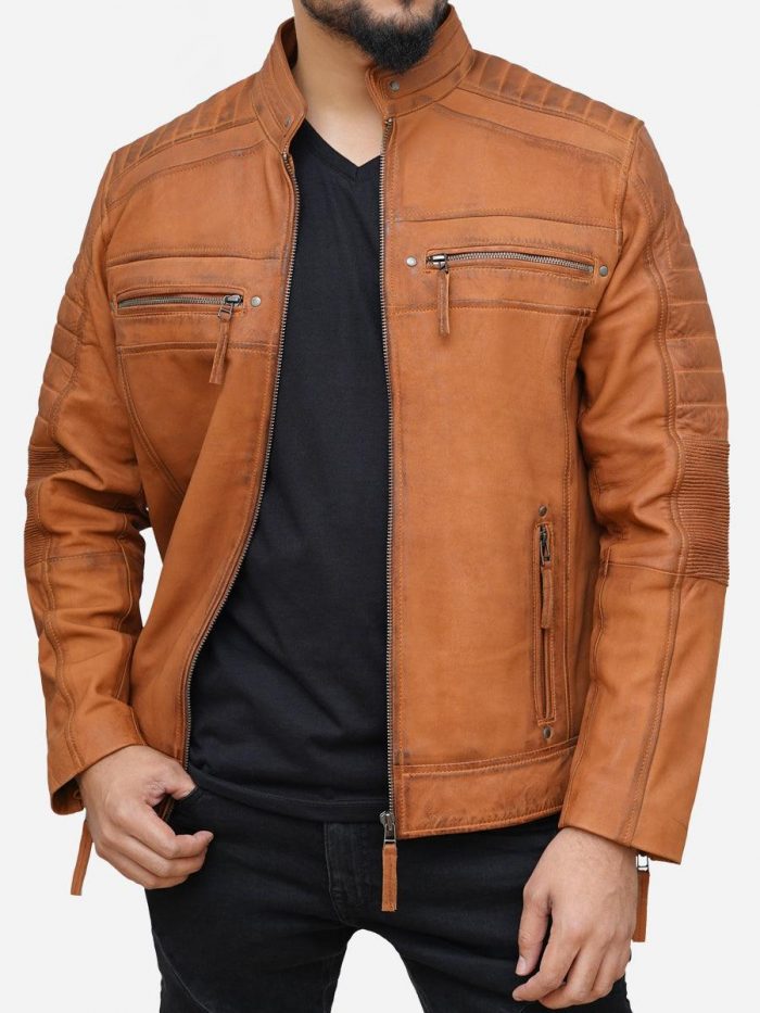 Enhance Your Wardrobe with the Distressed Brown Cafe Racer Leather Jacket