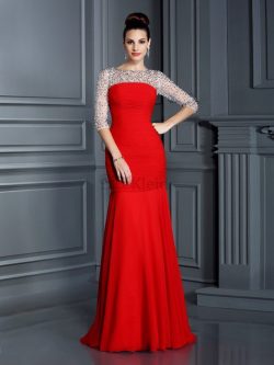 Reißverschluss Chiffon Empire Taille Bodenlanges Sittsames Ballkleid – MeKleid.de