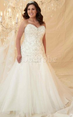 Robe de mariée a-ligne en tulle cordon lache col en forme de cœur – GoodRobe