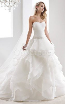 Robe de mariée avec chiffon avec zip a-ligne de sirène col en forme de cœur – GoodRobe