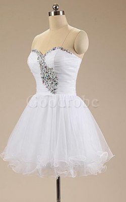 Robe de mariée courte decoration en fleur de lotus avec chiffon de col en cœur – GoodRobe