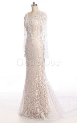 Robe de mariée delicat collant fermeutre eclair v encolure de sirène – GoodRobe