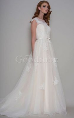 Robe de mariée derniere tendance naturel romantique avec nœud à boucles au jardin – GoodRobe