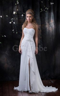 Robe de mariée facile chic avec fronce col en forme de cœur manche nulle – GoodRobe