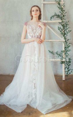 Robe de mariée facile classique boutonné appliques avec perle – GoodRobe