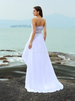 Robe de mariée longue de princesse en chiffon en plage fermeutre eclair – GoodRobe