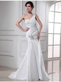 Robe de mariée longue en satin de sirène avec lacets appliques – GoodRobe