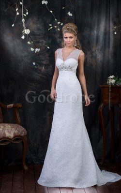 Robe de mariée naturel classique de fourreau ceinture en étoffe longueur au ras du sol – G ...