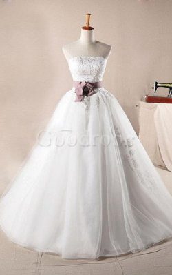 Robe de mariée naturel cordon en organza decoration en fleur de mode de bal – GoodRobe