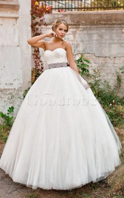 Robe de mariée naturel textile en tulle jusqu’au sol de mode de bal avec lacets – Go ...