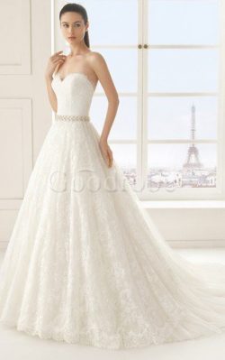 Robe de mariée naturel vintage dans l’eglise de traîne courte cordon – GoodRobe