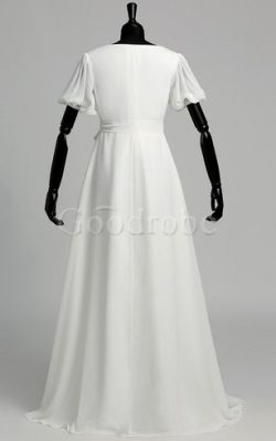 Robe de mariée romantique distinguee moderne de col en v de lotus – GoodRobe