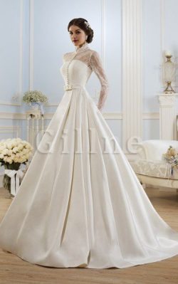 Abito da Sposa A-Line Romantico in Pizzo Ball Gown con Maniche Lunghe – Gillne.it