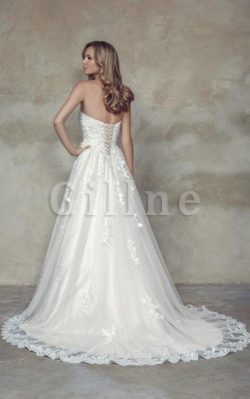 Abito da Sposa Allacciato Naturale Cuore con Fiocco con Applique – Gillne.it