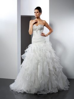 Abito da Sposa Allacciato Senza Maniche con Increspature Ball Gown Cuore – Gillne.it