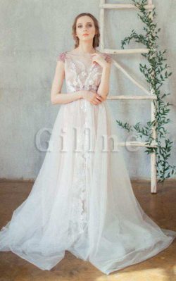 Abito da Sposa Barchetta con Applique Semplice Medievale Spazzola Treno – Gillne.it