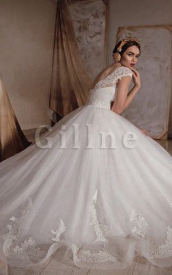 Abito da Sposa Cappellino in Organza Lunghi Barchetta Allacciato – Gillne.it