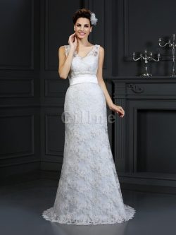 Abito da Sposa Coda A Strascico Cappella Sirena con Applique Cerniera Lungo – Gillne.it