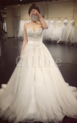 Abito da Sposa con Applique in Pizzo Radiosa Senza Maniche in Tulle – Gillne.it