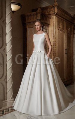 Abito da Sposa con Festone A Terra con Fiocco A-Line in Raso – Gillne.it