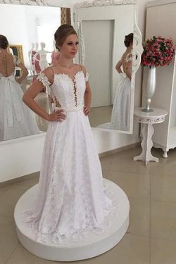 Abito da Sposa con Manica Corte A-Line Principessa Naturale Tondo – Gillne.it