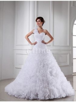 Abito da Sposa con Perline Ball Gown Alta Vita Coda A Strascico Cappella Lungo – Gillne.it