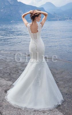 Abito da Sposa Cuore Sirena Spazzola Treno con Applique in Pizzo – Gillne.it