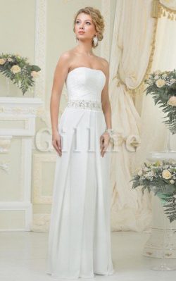 Abito da Sposa in Chiffon con Perline Naturale A-Line Senza Maniche – Gillne.it