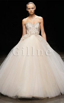 Abito da Sposa in Pizzo in Pizzo Schiena Nuda Naturale Ball Gown – Gillne.it