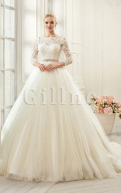 Abito da Sposa in Tulle Lunghi con Perline con Applique con Piega – Gillne.it