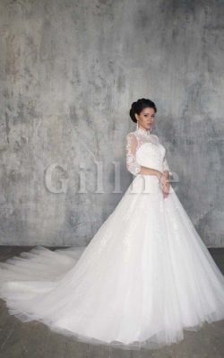 Abito da Sposa in Tulle Stravagante con Bottone in Pizzo con Ricamo – Gillne.it