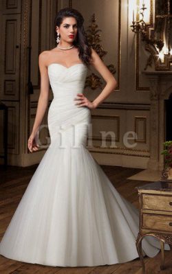 Abito da Sposa in Tulle Stravagante Sirena con Increspato Cuore – Gillne.it