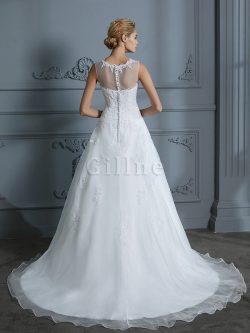 Abito da sposa particolare a terra con ricamo abbagliante con perline convenzionale – Gill ...