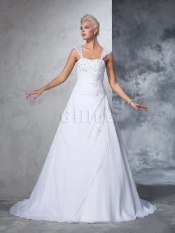 Abito da Sposa Radiosa Lungo Senza Maniche con Applique in Chiffon – Gillne.it