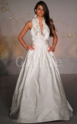 Abito da Sposa Schiena Nuda Anello Ball Gown Naturale Spazzola Treno – Gillne.it