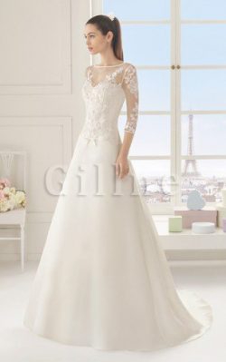 Abito da Sposa Semplice Senza Maniche con Tre Quarti Lunghezza Maniche Cuore Romantico – G ...