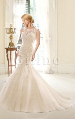 Abito da Sposa Senza Maniche con Piega Elegante Sexy in Pizzo – Gillne.it